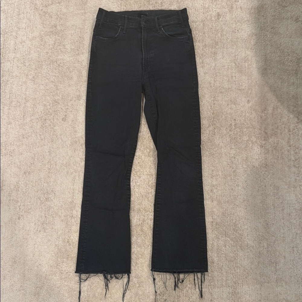 High-Waisted Black Women's Jeans with Raw Hem
